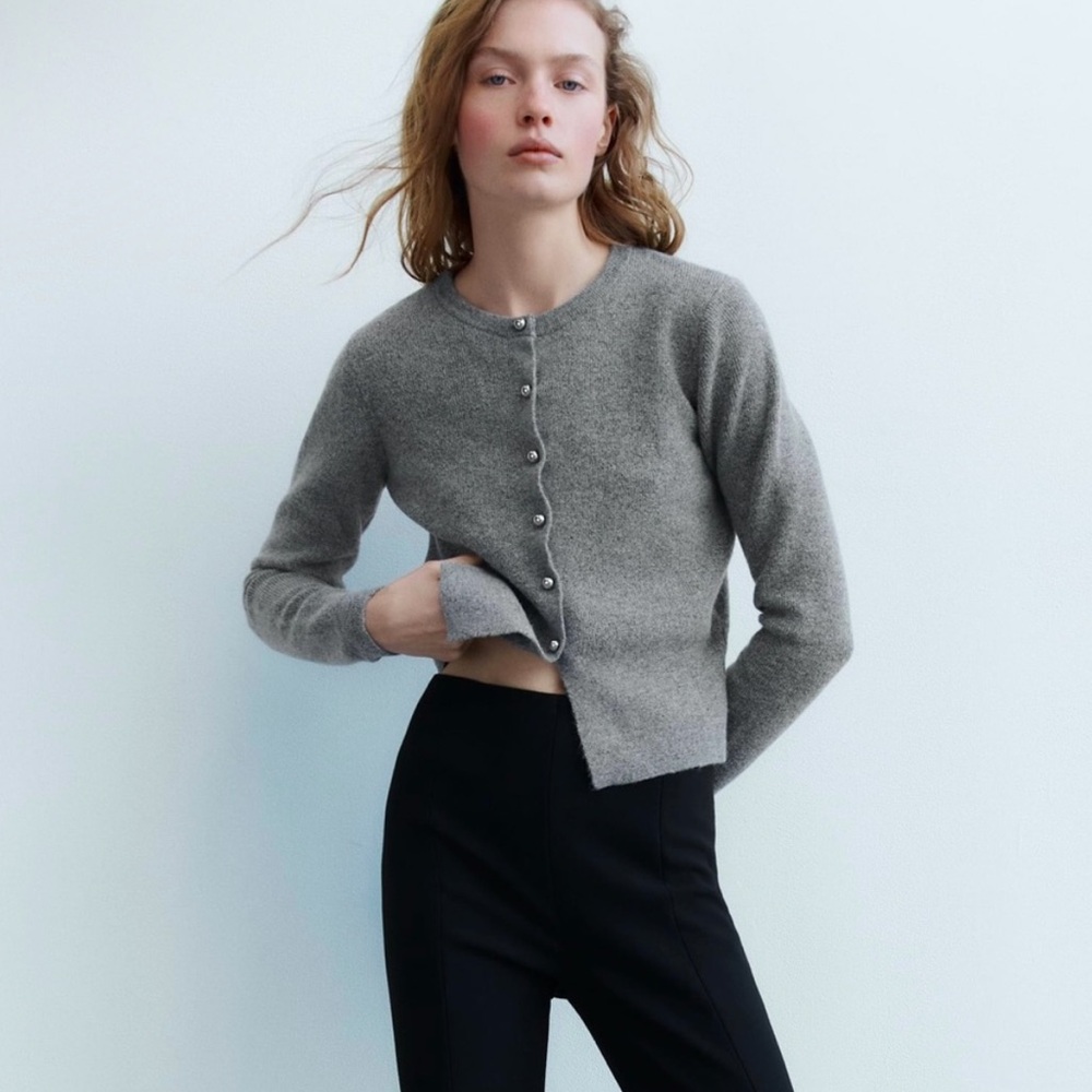 Zara Gray Basic Knot Cardigan